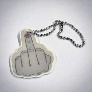 keskisormiheijastin, heijastin, keskisormi, heijastin keskisormen kuvalla