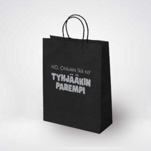 No onhan tää nyt tyhjääkin parempi, musta lahjakassi, lahjaidea kaverille, mitä lahjaksi, no ei vittu mitään varmaan