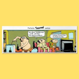 Fingerpori kortti Jorma pullottaa alushousuissa