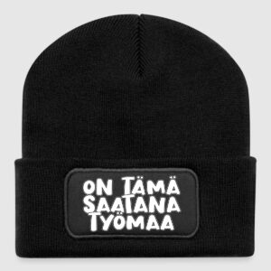 On tämä saatana työmaa tekstillä oleva musta pipo